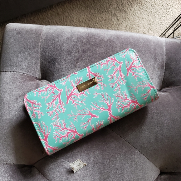 Simply Southern Vinyl Wallet Pink And Teal - Picture 1 of 6